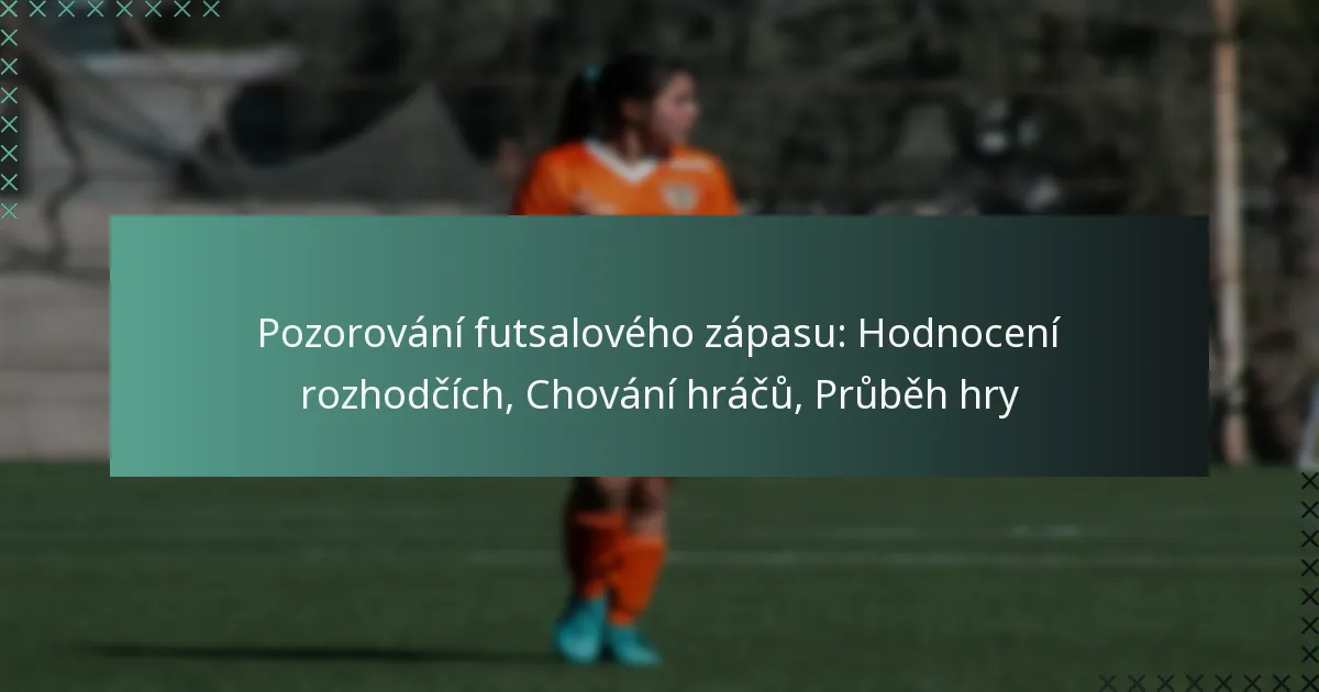 Pozorování futsalového zápasu: Hodnocení rozhodčích, Chování hráčů, Průběh hry