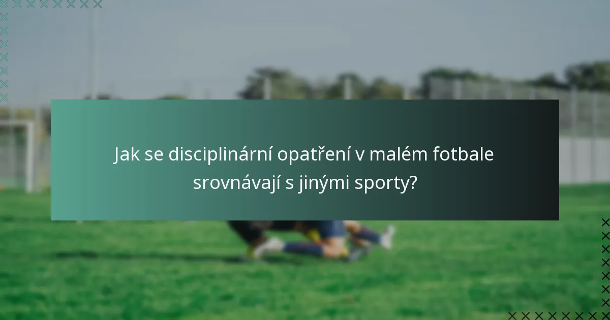 Jak se disciplinární opatření v malém fotbale srovnávají s jinými sporty?