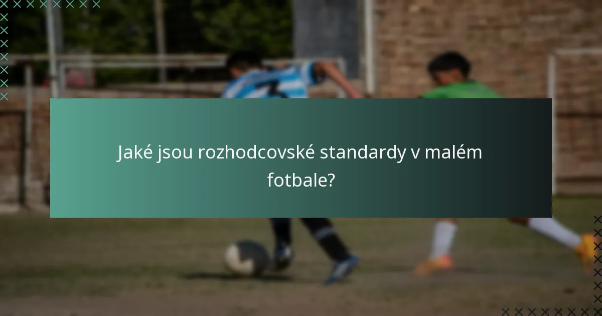 Jaké jsou rozhodcovské standardy v malém fotbale?