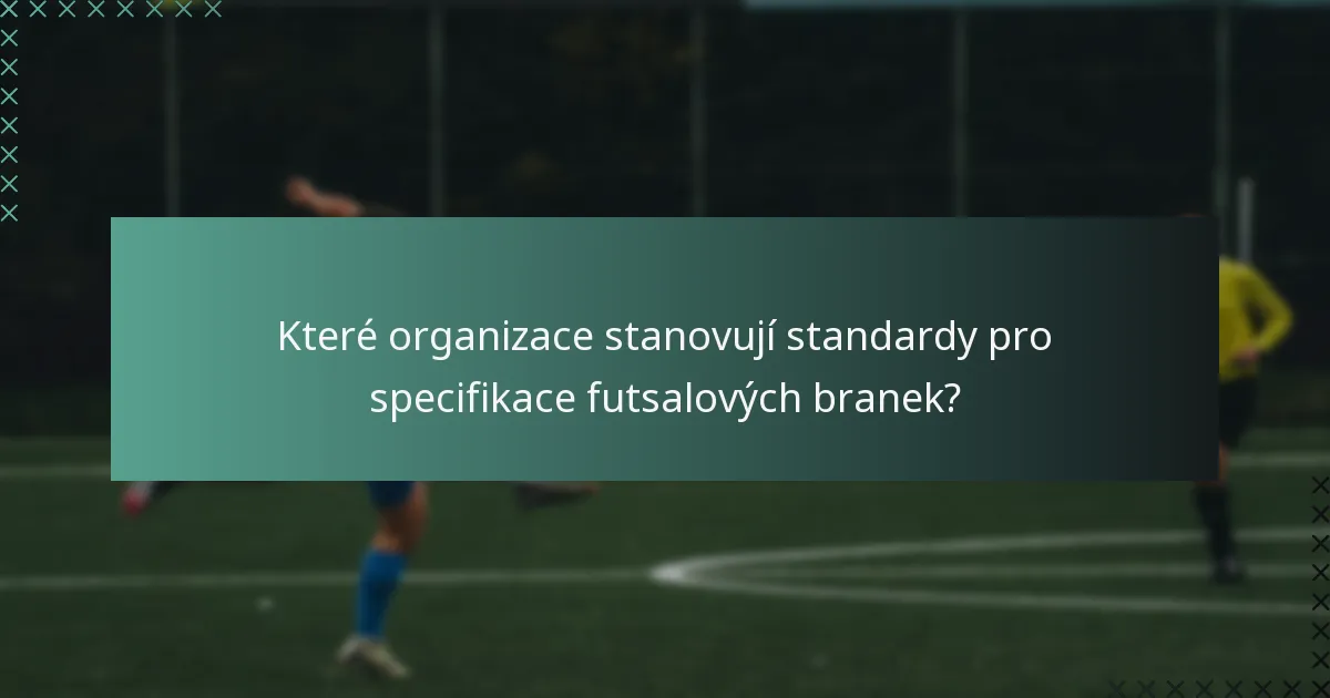 Které organizace stanovují standardy pro specifikace futsalových branek?